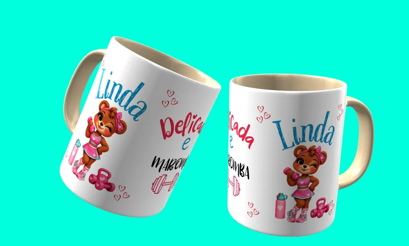 Camisa e caneca estilosa com animais fitness cute