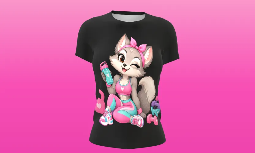 Camisa e caneca estilosa com animais fitness cute