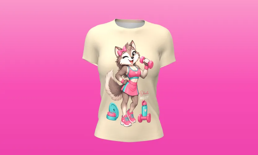 Camisa e caneca estilosa com animais fitness cute