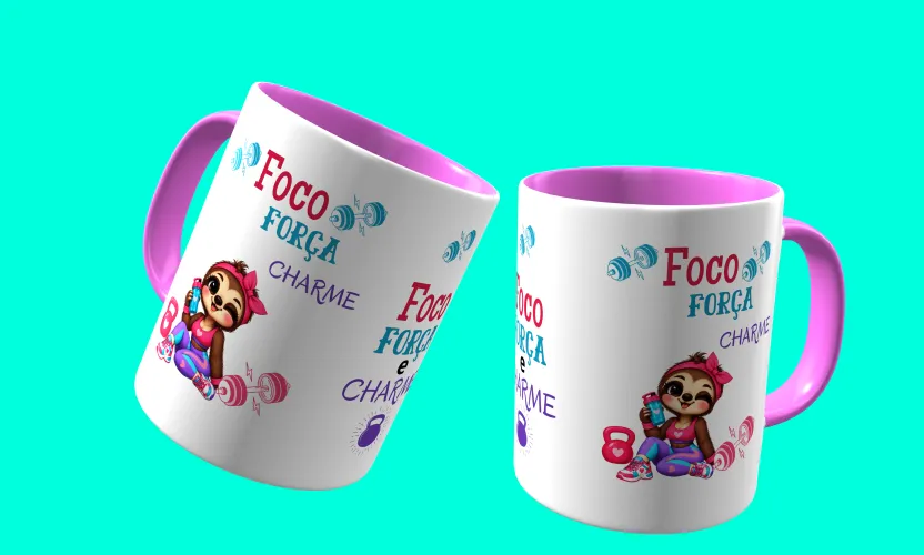 Camisa e caneca estilosa com animais fitness cute