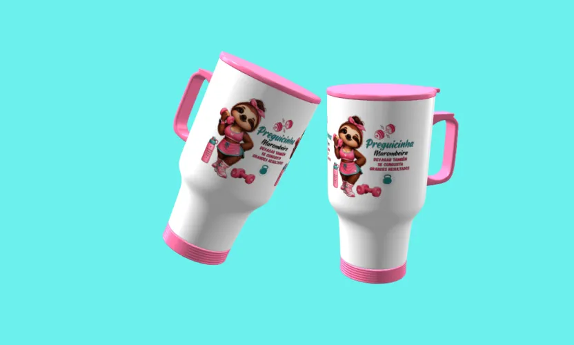 Camisa e caneca estilosa com animais fitness cute