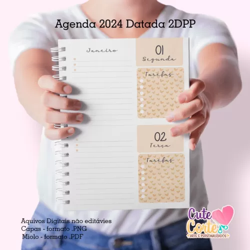 Pack Escolar 2024 – Agenda A5 – 15 Capas x 4 miolos – Datados e Permanentes (Cute Corte)