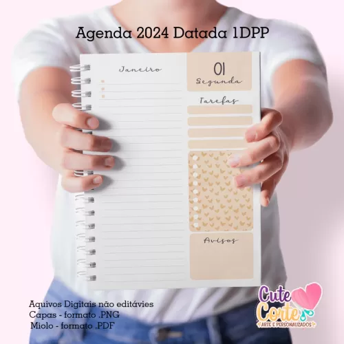 Pack Escolar 2024 – Agenda A5 – 15 Capas x 4 miolos – Datados e Permanentes (Cute Corte)