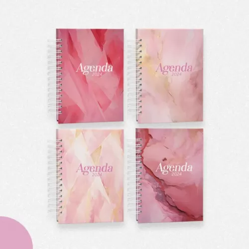 Pacote Agendas Topázio ROSA | 12 miolos + Capas – Amarantto