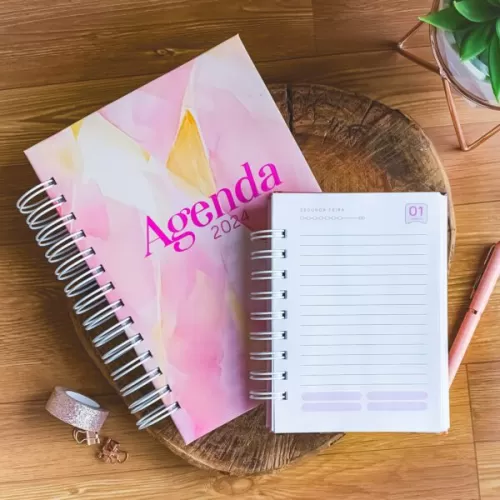 Pacote Agendas Topázio ROSA | 12 miolos + Capas – Amarantto