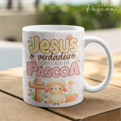 Pacote de Artes Caneca Personalizada Páscoa Cristã V24 (Vintage)