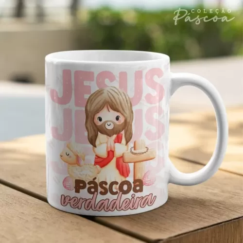 Pacote de Artes Caneca Personalizada Páscoa Cristã V24 (Vintage)