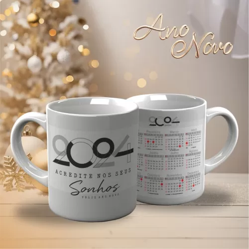 Pacote de Artes Canecas Personalizadas – Ano Novo 2024 V23 (Vintage)