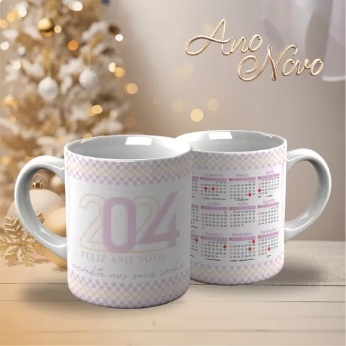 Pacote de Artes Canecas Personalizadas – Ano Novo 2024 V23 (Vintage)