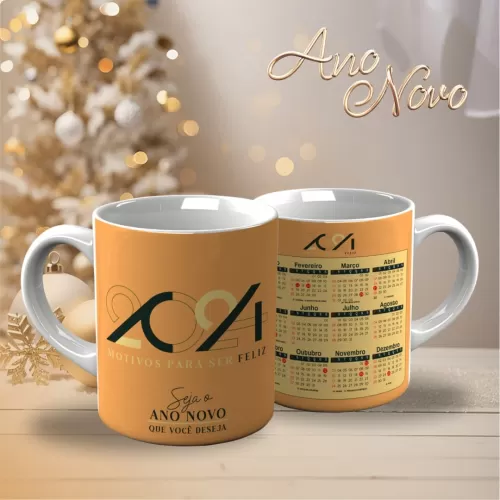 Pacote de Artes Canecas Personalizadas – Ano Novo 2024 V23 (Vintage)
