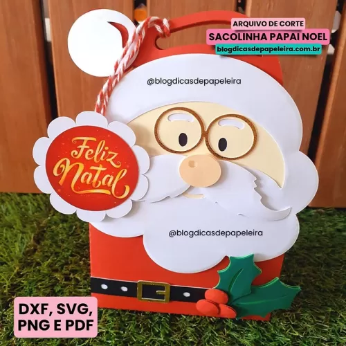 Sacolinha Papai Noel – Arquivo em Camadas (Dicas de Papeleira)