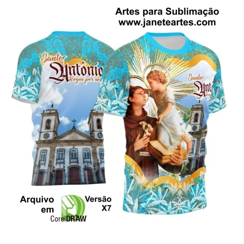 Template Camisa Azul Religião - Santo Antônio 2024