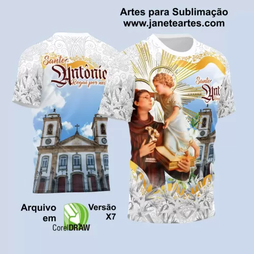 Template Camisa Branca Religião - Santo Antônio 2024