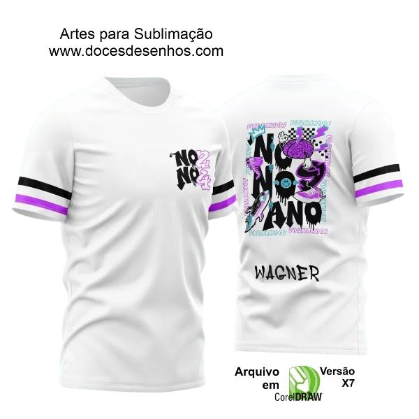 Template Camisa Branca e Lilás Nono Ano 2024 Foguete  