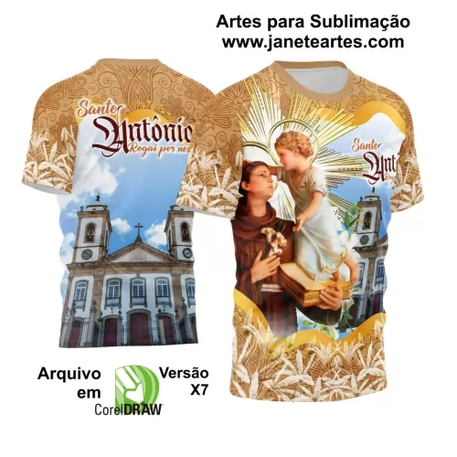 Template Camisa Marrom Flores  Religião - Santo Antônio 2024