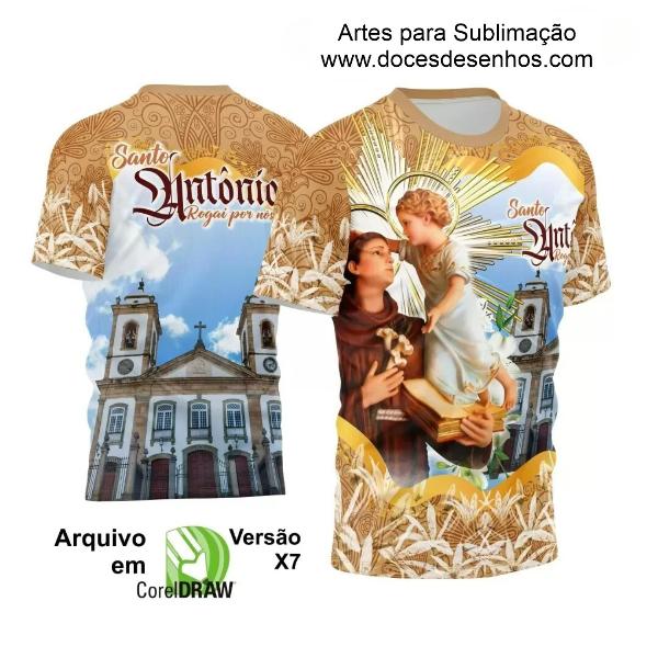 Template Camisa Marrom Flores  Religião - Santo Antônio 2024