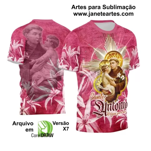 Template Camisa Pink  Religião - Santo Antônio 2024