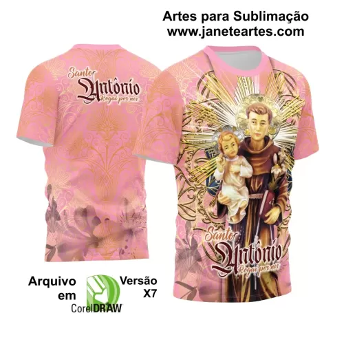 Template Camisa Rosa Religião - Santo Antônio 2024