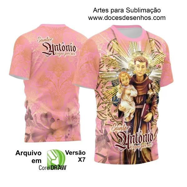 Template Camisa Rosa Religião - Santo Antônio 2024