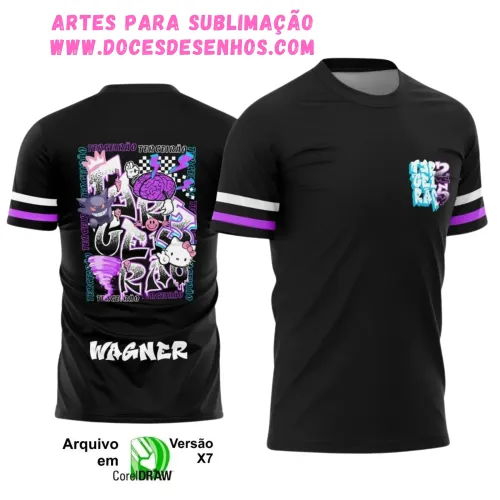 Terceirão Gengar e Hello Kitty Camiseta Escolar 2025 Terceirão Gengar e Hello Kitty Camiseta Escolar 2025