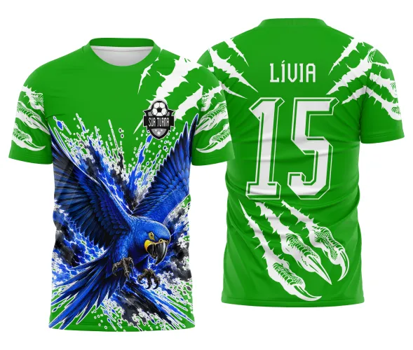 Arte digital de arara azul para camisa de nono ano e jogos interclasse escolares Arte Autoral Doces Desenhos