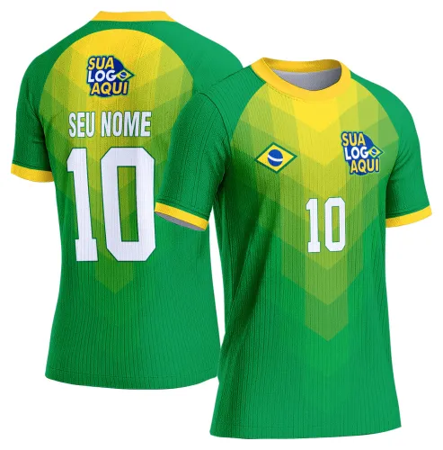 Arte Brasil 2026 camiseta de torcida, ideal para sublimação e personalização de peças esportivas.