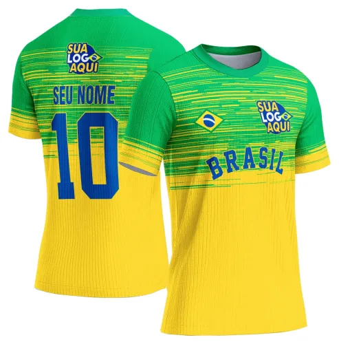 Arte Brasil futebol 2026 para sublimação, perfeita para camisetas de torcida e produtos personalizados.