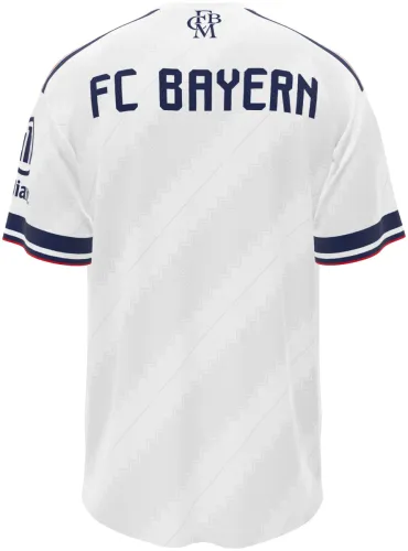 Camisa visitante do Bayern de Munique 2026 - 2027 branca com losangos tom sobre tom, frente e costas