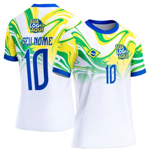 Arte camisa Brasil futebol e torcida, ideal para personalização de camisetas esportivas.