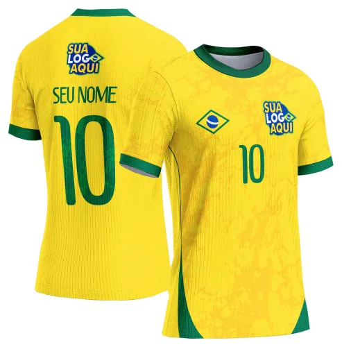 Arte camisa Brasil paixão nacional, desenvolvida para camisetas de torcida e estampa de futebol.