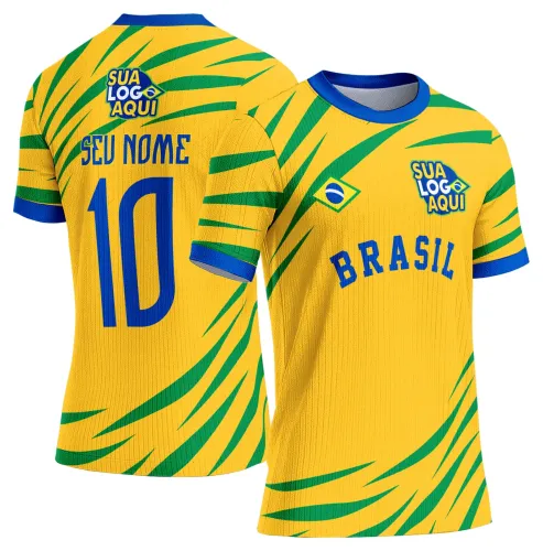 Arte camisa Brasil paixão pelo futebol, perfeita para camiseta de torcida e estampa esportiva.