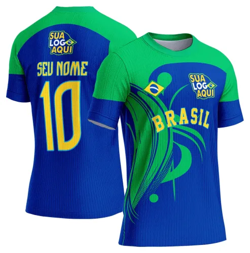Arte camisa Brasil tema futebol 2026, ideal para estampar camisetas de torcida brasileira.