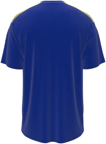 Camisa visitante do Cazaquistão 2026 azul com xadrez no peito, frente e costas
