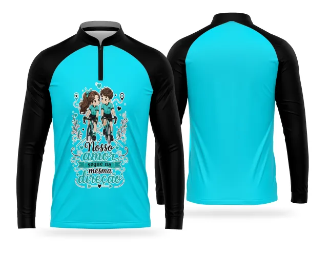 Camisa de ciclismo com estampa casal pedal do amor e visual esportivo personalizado