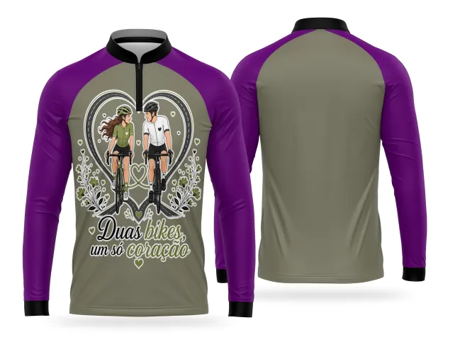 Arte personalizada para camisa de ciclismo com casal e frase de amor