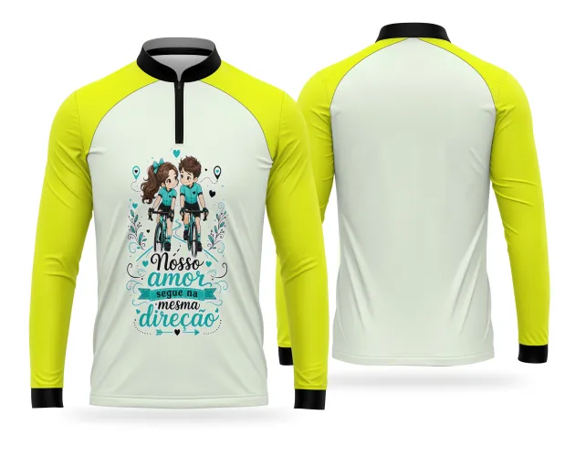 Camisa ciclista com estampa de pedal romântico para casal apaixonado por bike