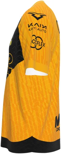 Camisa titular do Coquimbo Unido 2026 dividida na diagonal em amarelo e preto, frente e costas