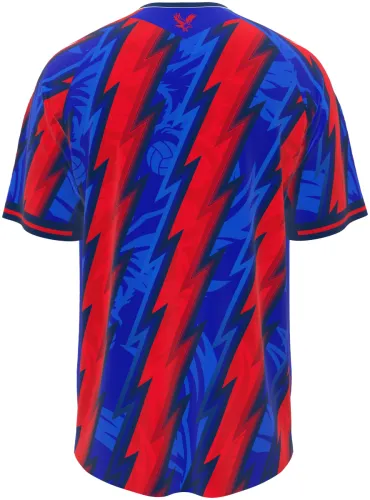 Camisa terceiro uniforme do Crystal Palace 2026 - 2027 com relâmpagos vermelhos e azuis, frente e costas
