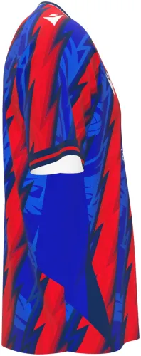 Camisa terceiro uniforme do Crystal Palace 2026 - 2027 com relâmpagos vermelhos e azuis, frente e costas