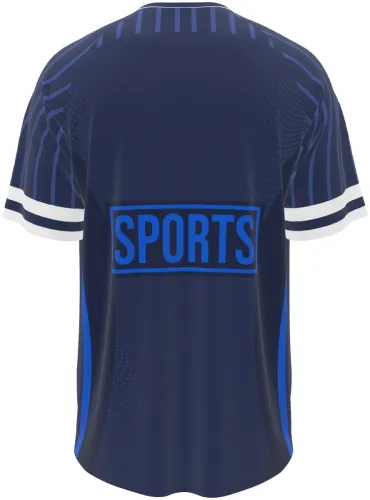 Mockup da camisa Deportivo Merlo 2026 azul marinho, frente e costas juntas