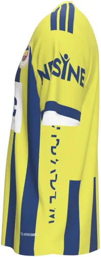Camisa titular do Fenerbahçe 2026 - 2027 listrada de amarelo e azul-marinho, frente e costas