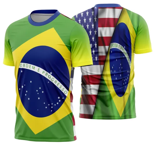 Camisa vibrante com logo no peito e estampa grande nas costas, mostrando a energia da torcida brasileira em cores fortes e design impactante para torcer com estilo em qualquer jogo.