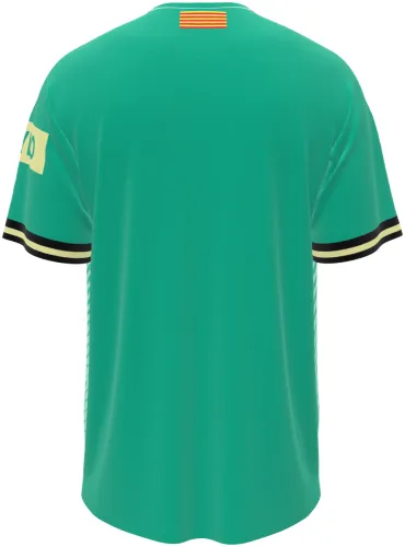Camisa terceiro uniforme do Girona FC 2026 - 2027 verde com degradê e riscos, frente e costas