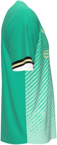 Camisa terceiro uniforme do Girona FC 2026 - 2027 verde com degradê e riscos, frente e costas