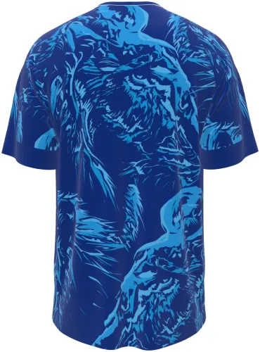 Camisa de goleiro da Inglaterra 2026 azul com plumagem pintada, frente e costas