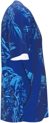 Camisa de goleiro da Inglaterra 2026 azul com plumagem pintada, frente e costas
