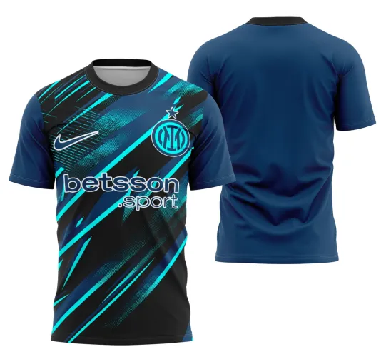 Camisa apresentando design moderno e cores vibrantes que remetem ao futebol internacional, ideal para eventos esportivos e confraternizações entre times.