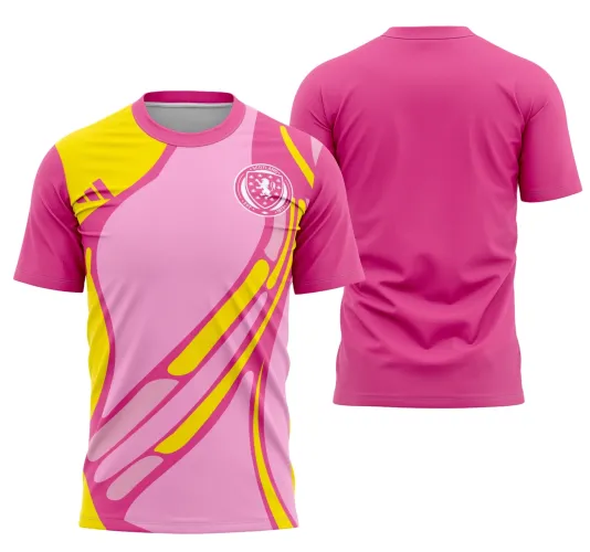 Camisa estilo futebol internacional, destacando design moderno e cores vibrantes que remetem ao esporte global feminino.