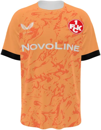Camisa de goleiro do Kaiserslautern 2026 - 2027 laranja com textura marmorizada, frente e costas