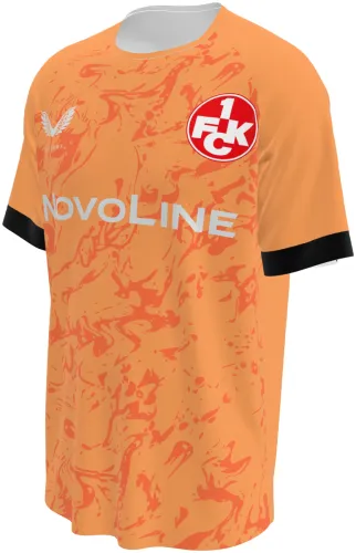 Camisa de goleiro do Kaiserslautern 2026 - 2027 laranja com textura marmorizada, frente e costas